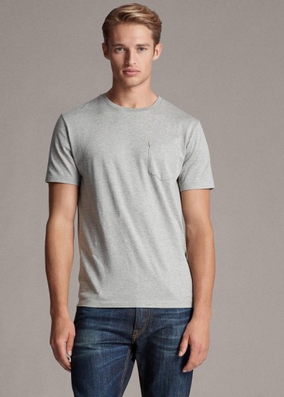 Playeras Ralph Lauren Hombre Grises Claro - Relaxed Fit Pocket - LKSRN7429